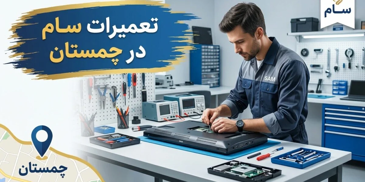 تعمیرکار متخصص در حال تعمیرات سام در چمستان روی لباسشویی و یخچال